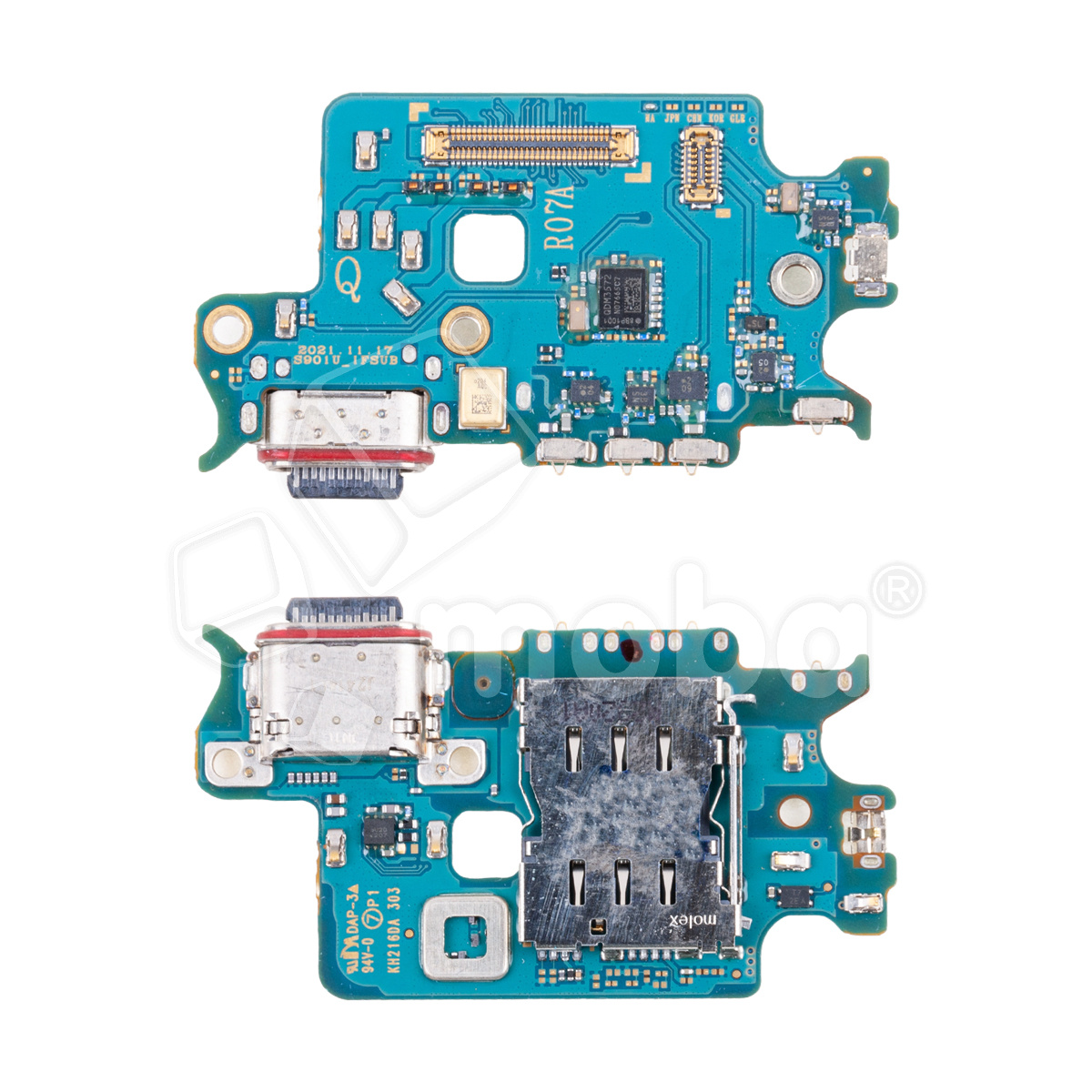 Шлейф для Samsung Galaxy S22 (S901U/America/EU version) плата системный разъем/разъем SIM/микрофон - Премиум