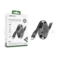 Кабель Type-C - Type-C Acefast С13-03 (3A, 60W, PD, 0.8 м, двойное втягивание) Черный