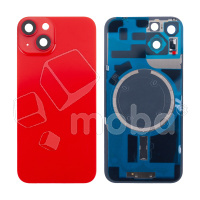 Задняя крышка для iPhone 14 (A2883) в сборе со стеклом камеры Красный (стекло, монолит, MagSafe, логотип) - Премиум