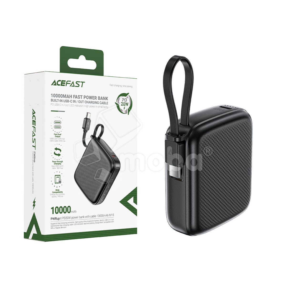 Внешний Аккумулятор (Power Bank) Acefast M15 10000 mAh (20W, PD, Type-C, LED индикатор) Черный