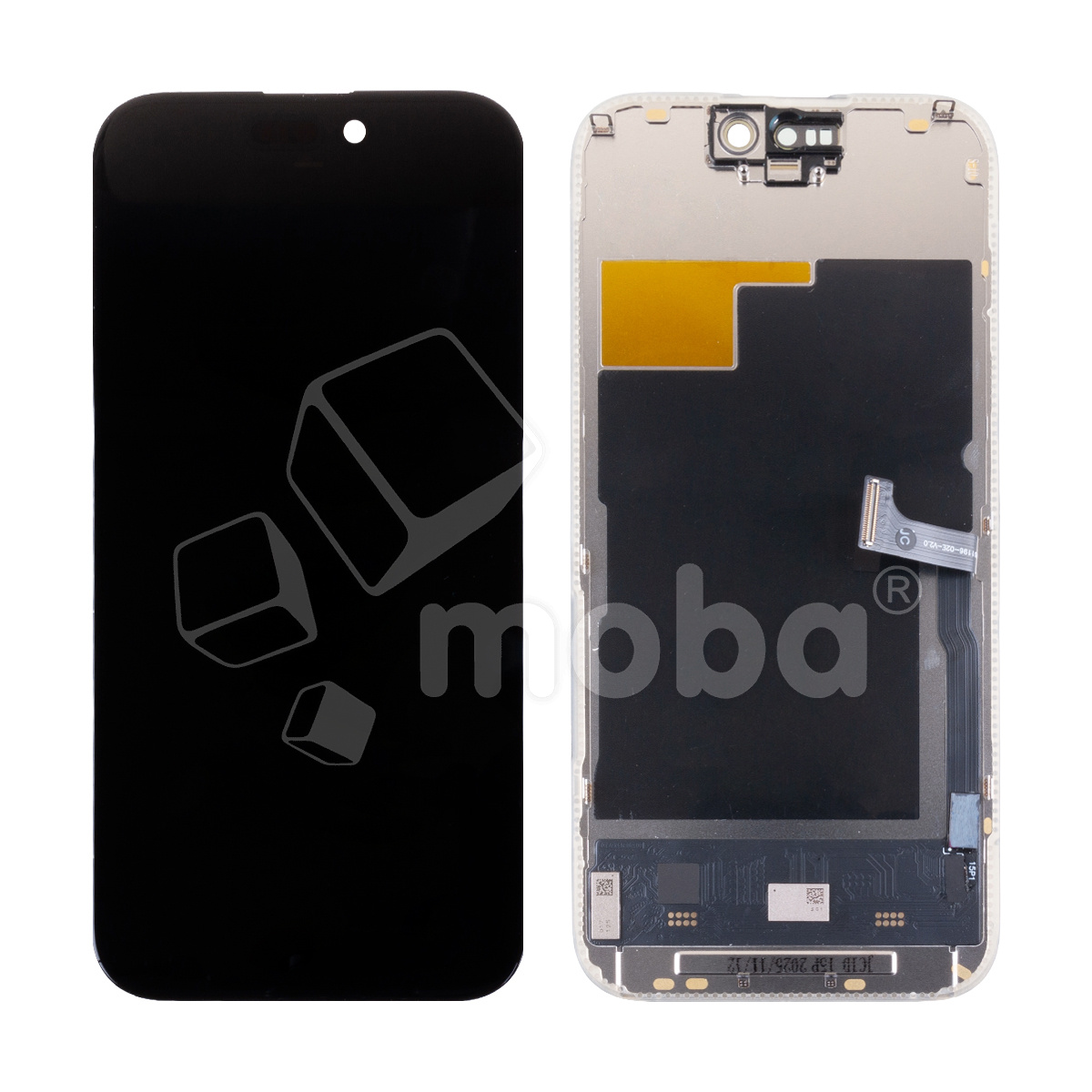 Дисплей для iPhone 15 Pro (A3102) в сборе с тачскрином Черный - JCID (Soft OLED, Full HD, 120 Гц) (с верификацией = с привязкой без ошибки)