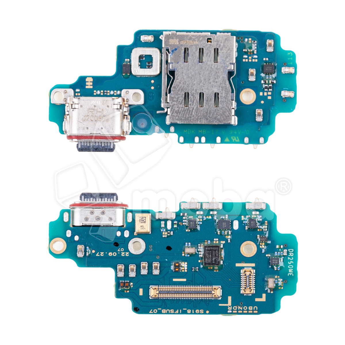 Шлейф для Samsung Galaxy S23 Ultra (S918E/Asia/America version) плата системный разъем/разъем SIM/микрофон - Премиум