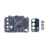 Стекло камеры для Xiaomi Redmi 9T (M2010J19SY) (комплект 3 шт.) в сборе с рамкой Черный