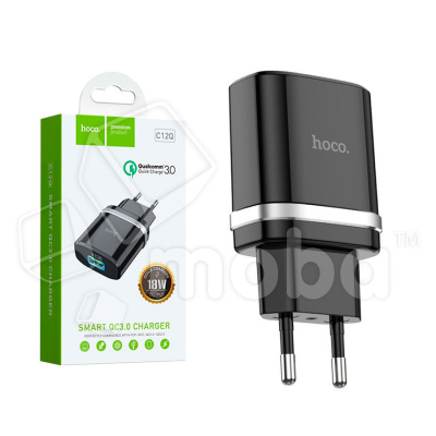 Сетевое зарядное устройство USB Hoco C12Q (18W, QС3.0) Черный