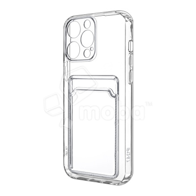 Чехол-накладка для iPhone 12 Pro Max (с защитой камеры, карманом для карт, прозрачный)