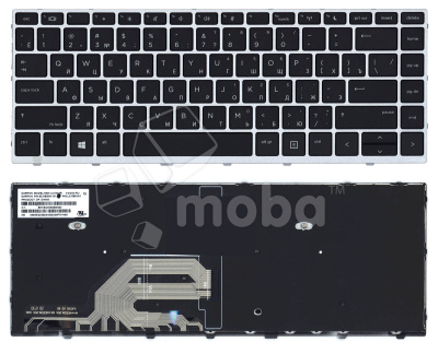 Клавиатура для ноутбука HP ProBook 640 G4 черная с серой рамкой