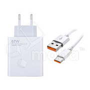 Сетевое зарядное устройство USB для Xiaomi Turbo Charger (67W, QC3.0, кабель Type-C с чипом IC) Белый
